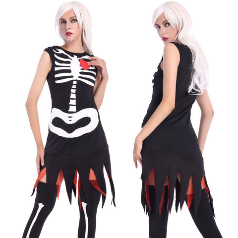 Halloween Horrific Skull Pattern Costume Adult Ghost Cosplay Costume Set